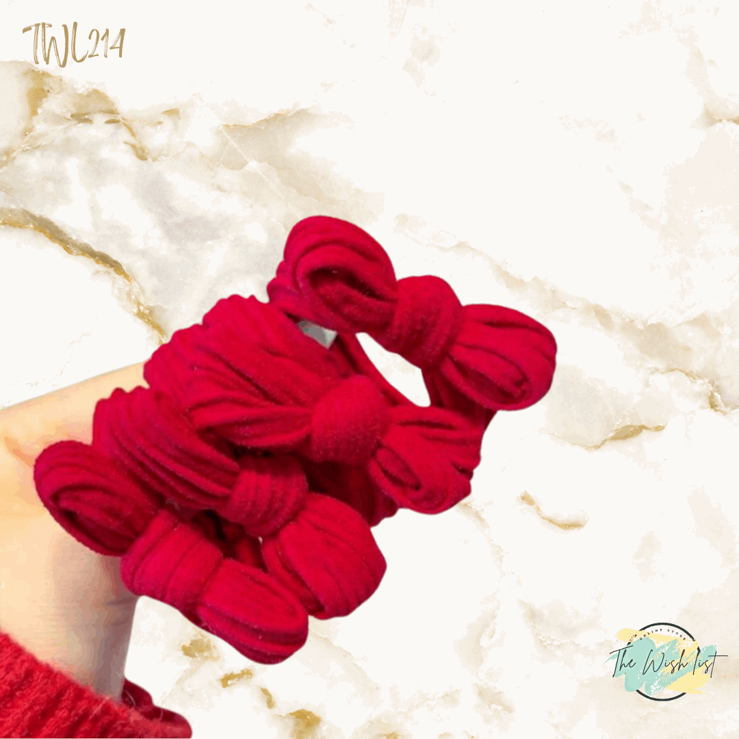 2Pce Red Bow Hair Ties, HIgh Elasticity & Durability