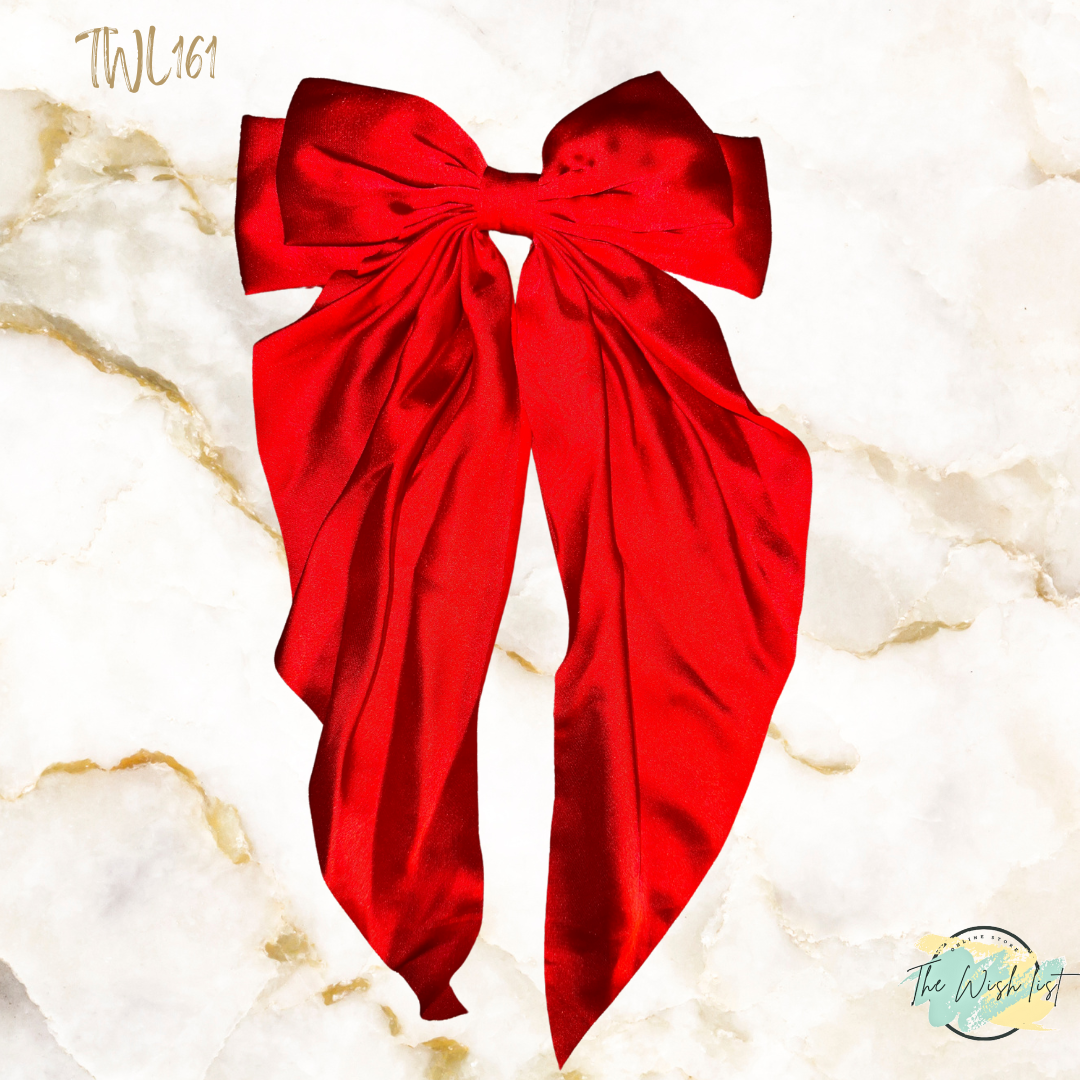 Hair Bow wit Clip- Large, Black, Red Pink, White , Toffee
