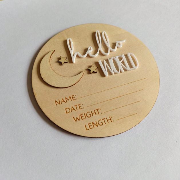 1pc Moon & Star Wooden Baby Monthly Milestone Plaque, Infant Growth Photo Props, Newborn