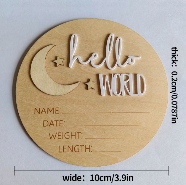 1pc Moon & Star Wooden Baby Monthly Milestone Plaque, Infant Growth Photo Props, Newborn