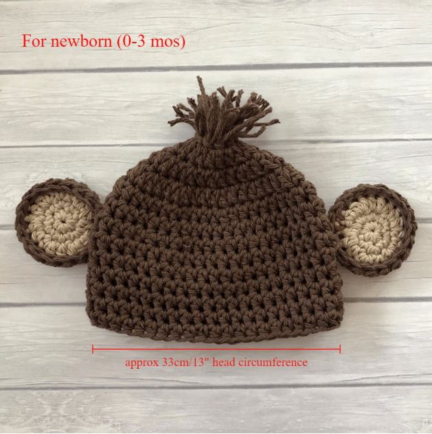 Newborn Photography Outfit Monkey Hat Diaper Cover And Banana Set- 3Pcs