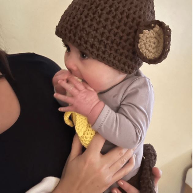 Newborn Photography Outfit Monkey Hat Diaper Cover And Banana Set- 3Pcs