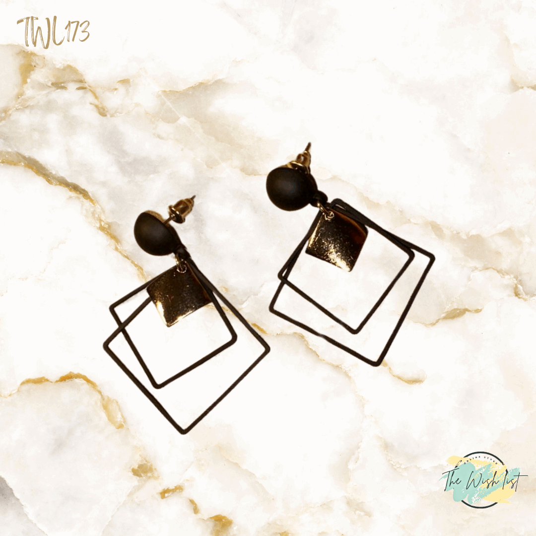 Geometric Drop earrings- Black , Toffee , Green
