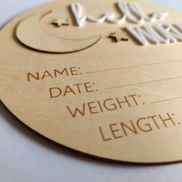 1pc Moon & Star Wooden Baby Monthly Milestone Plaque, Infant Growth Photo Props, Newborn