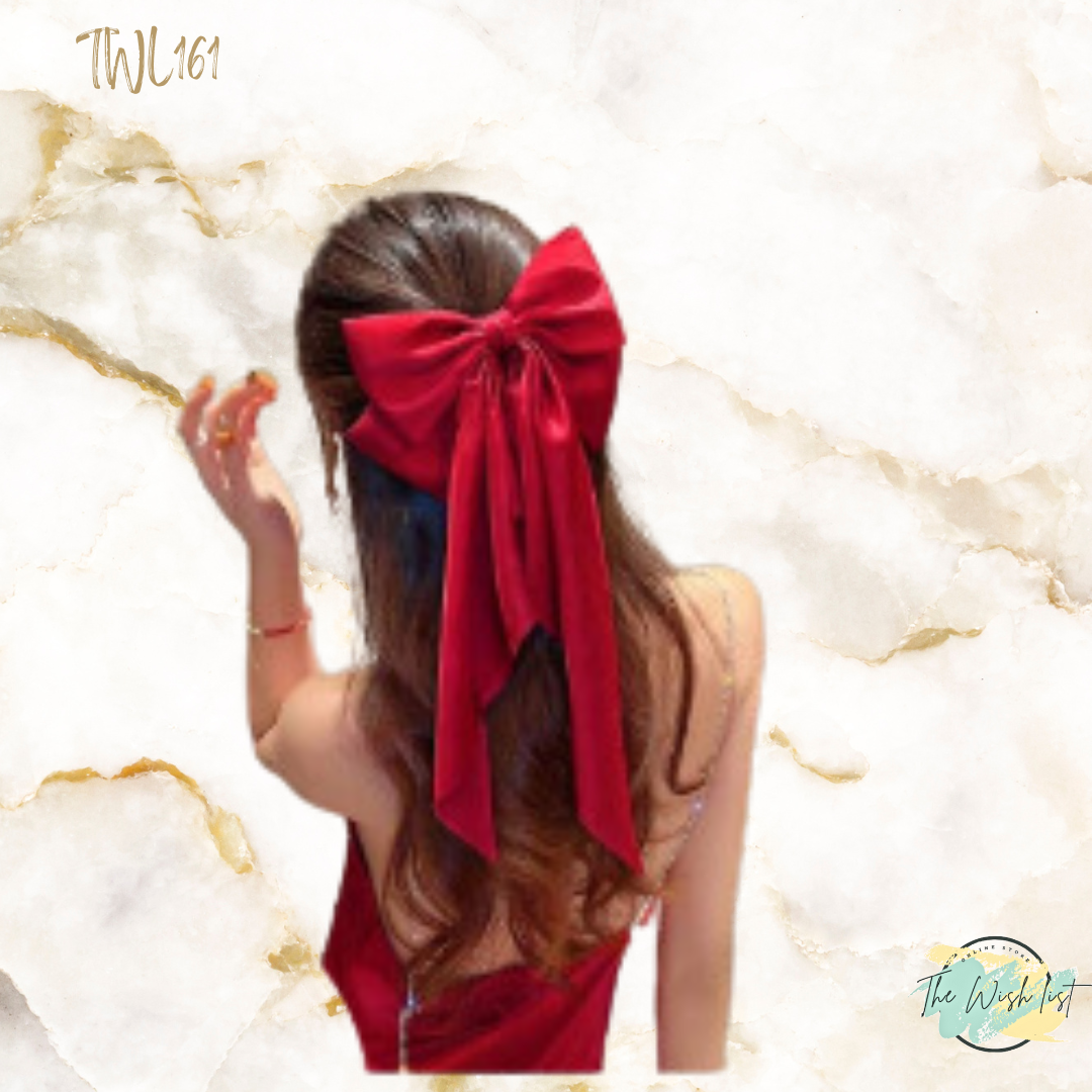 Hair Bow wit Clip- Large, Black, Red Pink, White , Toffee
