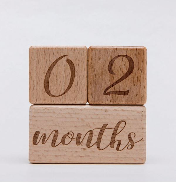 Newborn Baby Milestone Blocks, Safe Wooden Growing Baby Age Blocks, Memory & Shower Gift, 0-12 Months, 8cm X 4cm