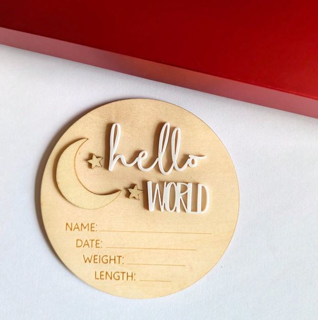 1pc Moon & Star Wooden Baby Monthly Milestone Plaque, Infant Growth Photo Props, Newborn