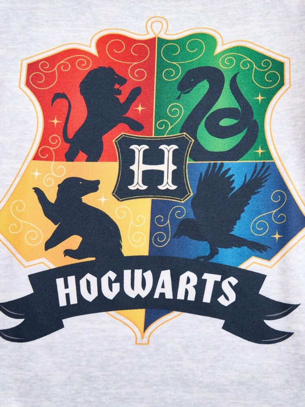 HARRY POTTER Tween Boy Cartoon Casual Hogwarts 4 Houses Badge Graphic Patchwork Long Sleeve T-Shirt & Pants 2-Piece Snug Fit Pajamas Set