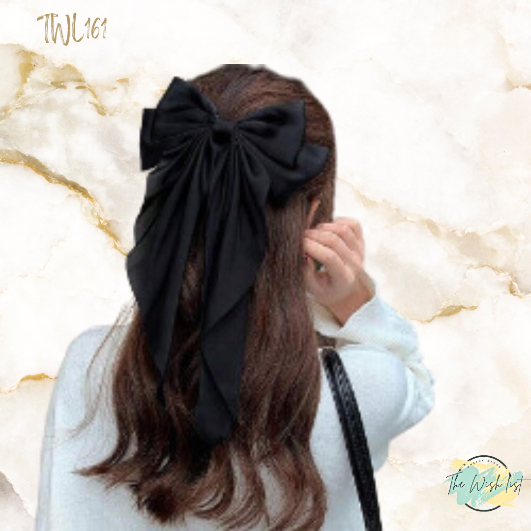 Hair Bow wit Clip- Large, Black, Red Pink, White , Toffee