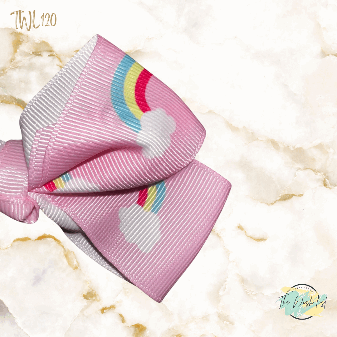 Girl's assorted Ribbon Print Medium Bow Decor Hair Clip.