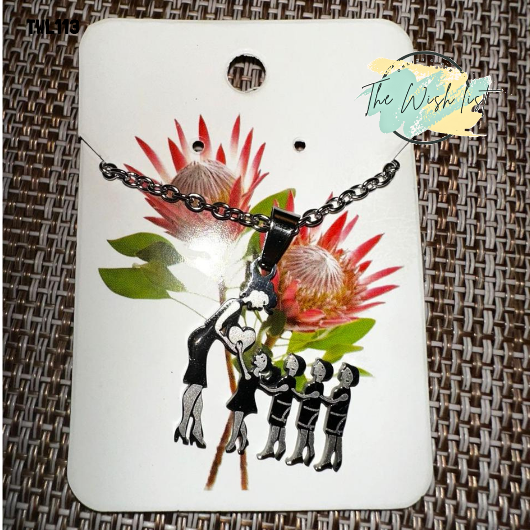 pc Stainless Steel Mother And Child Pendant Necklace, Fashionable And Beautiful Decoration Accessory For Women