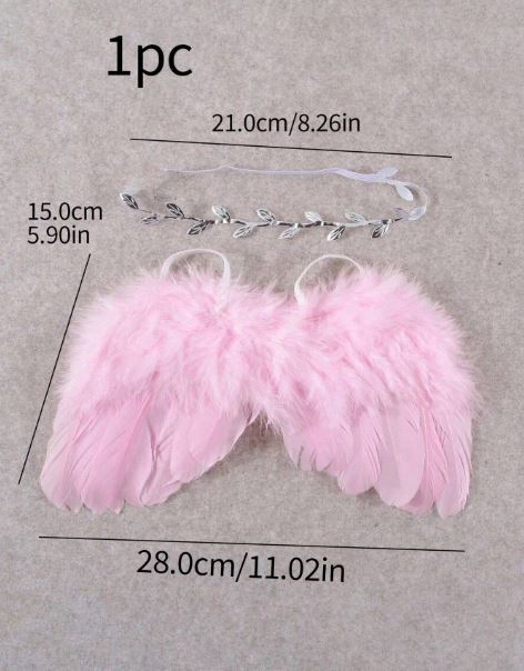 Flower Headband And Feather Wings Baby Photography Prop.- Baby shower gift