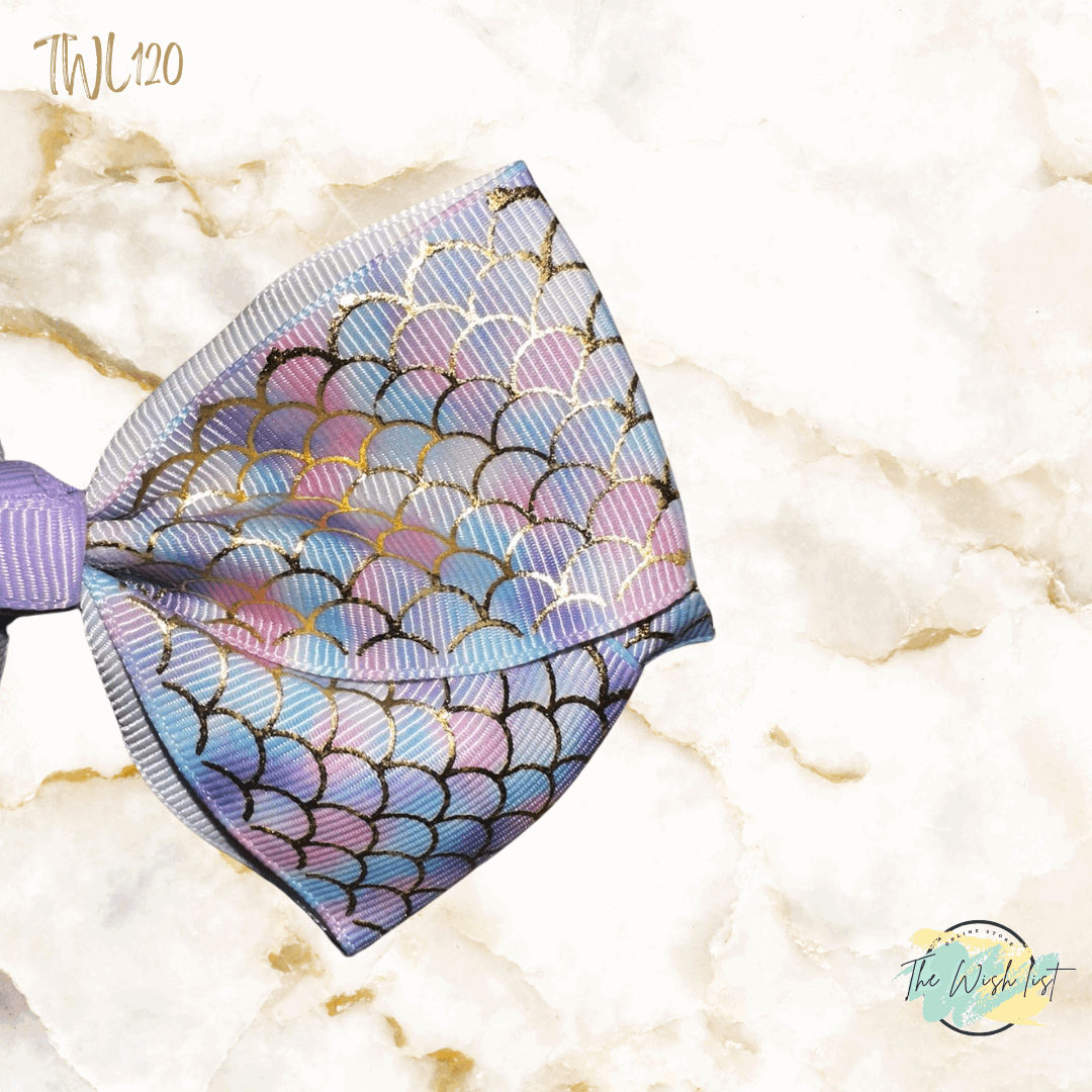 Girl's assorted Ribbon Print Medium Bow Decor Hair Clip.