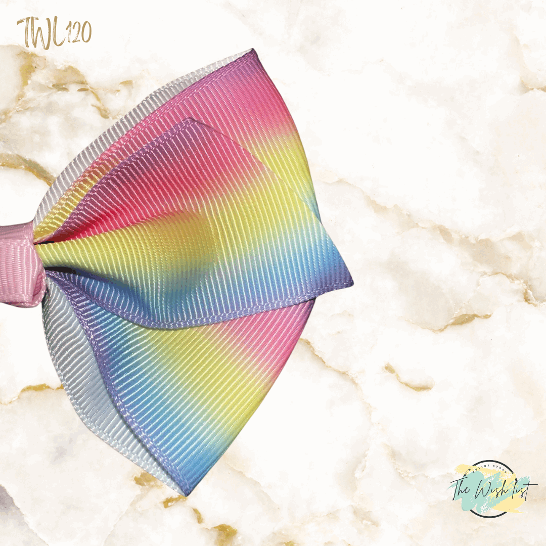 Girl's assorted Ribbon Print Medium Bow Decor Hair Clip.