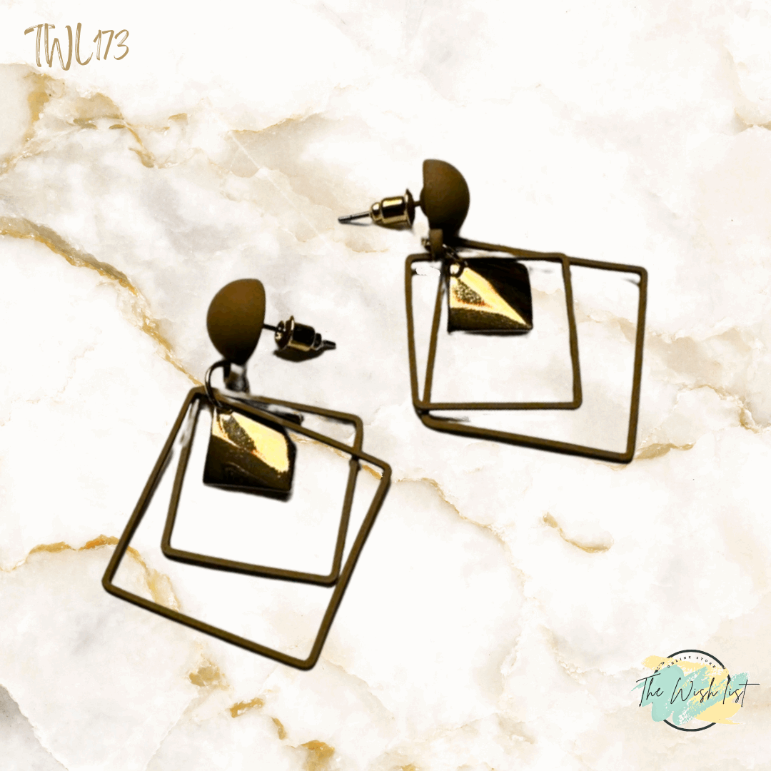 Geometric Drop earrings- Black , Toffee , Green