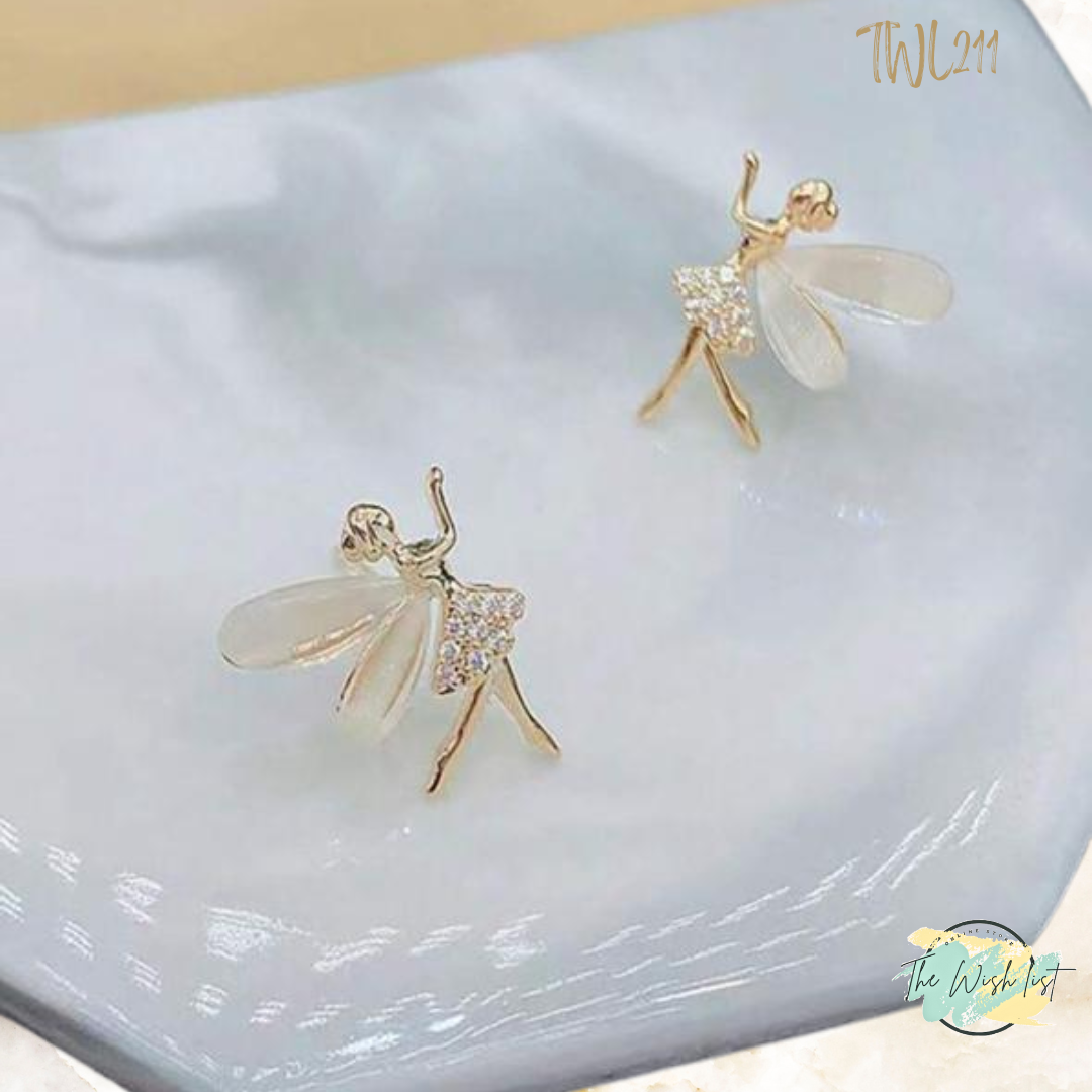 Unique Designed Fairy Shaped stud earrings- Stainless Steel