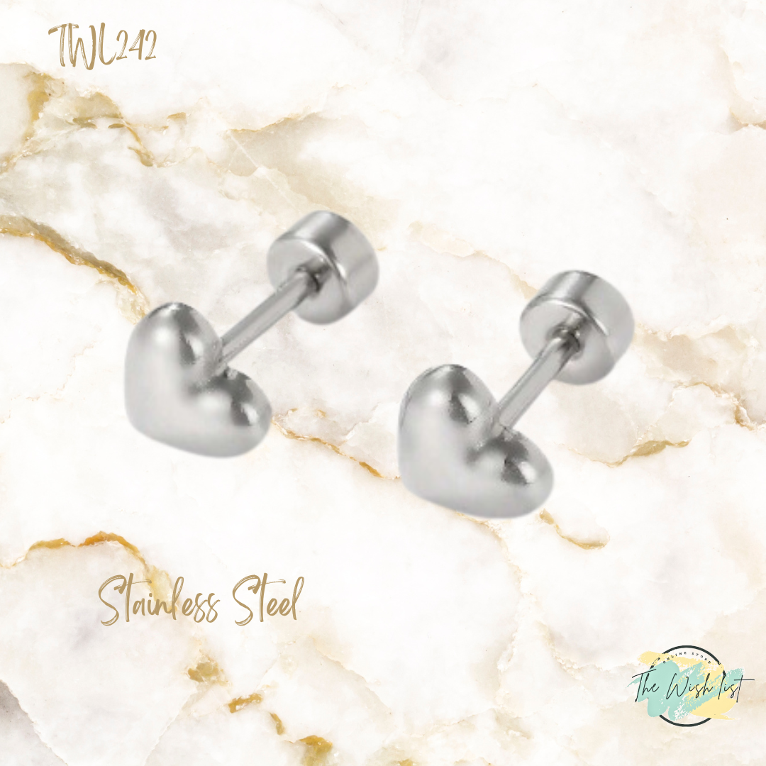 Heart Stud earrings for toddlers- Stainless Steel