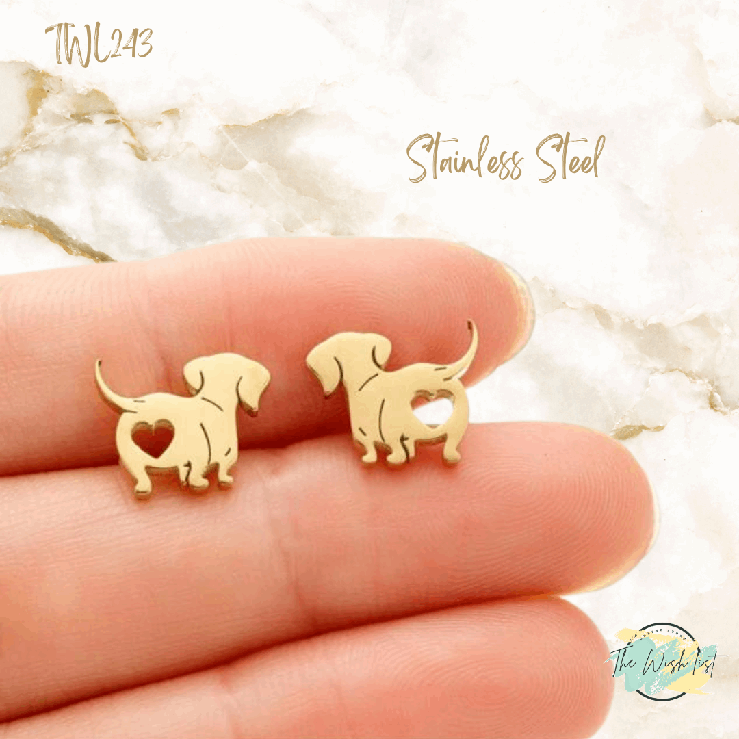 Dachshund dog stud earrings / Stainless steel