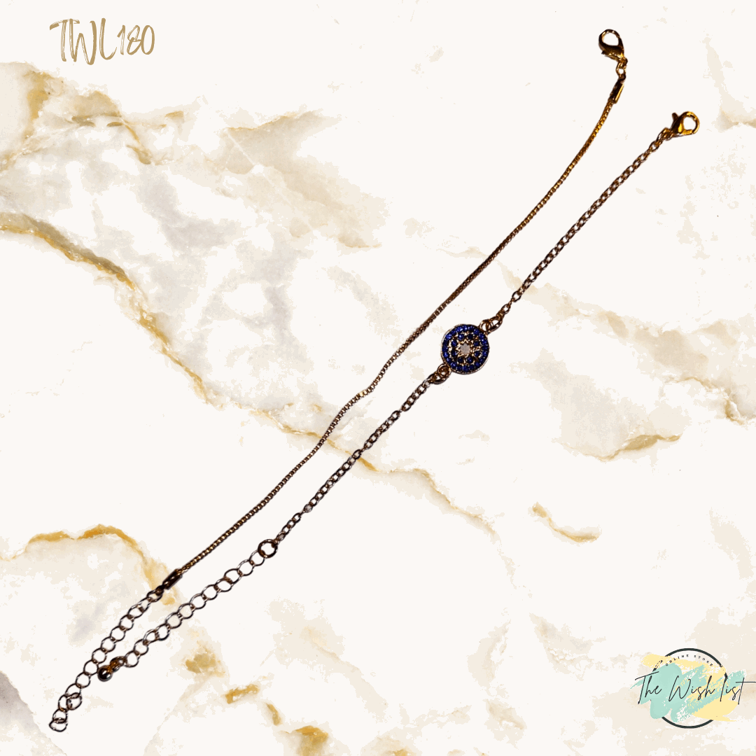 2Pce Round Blue star detailed bracelet set