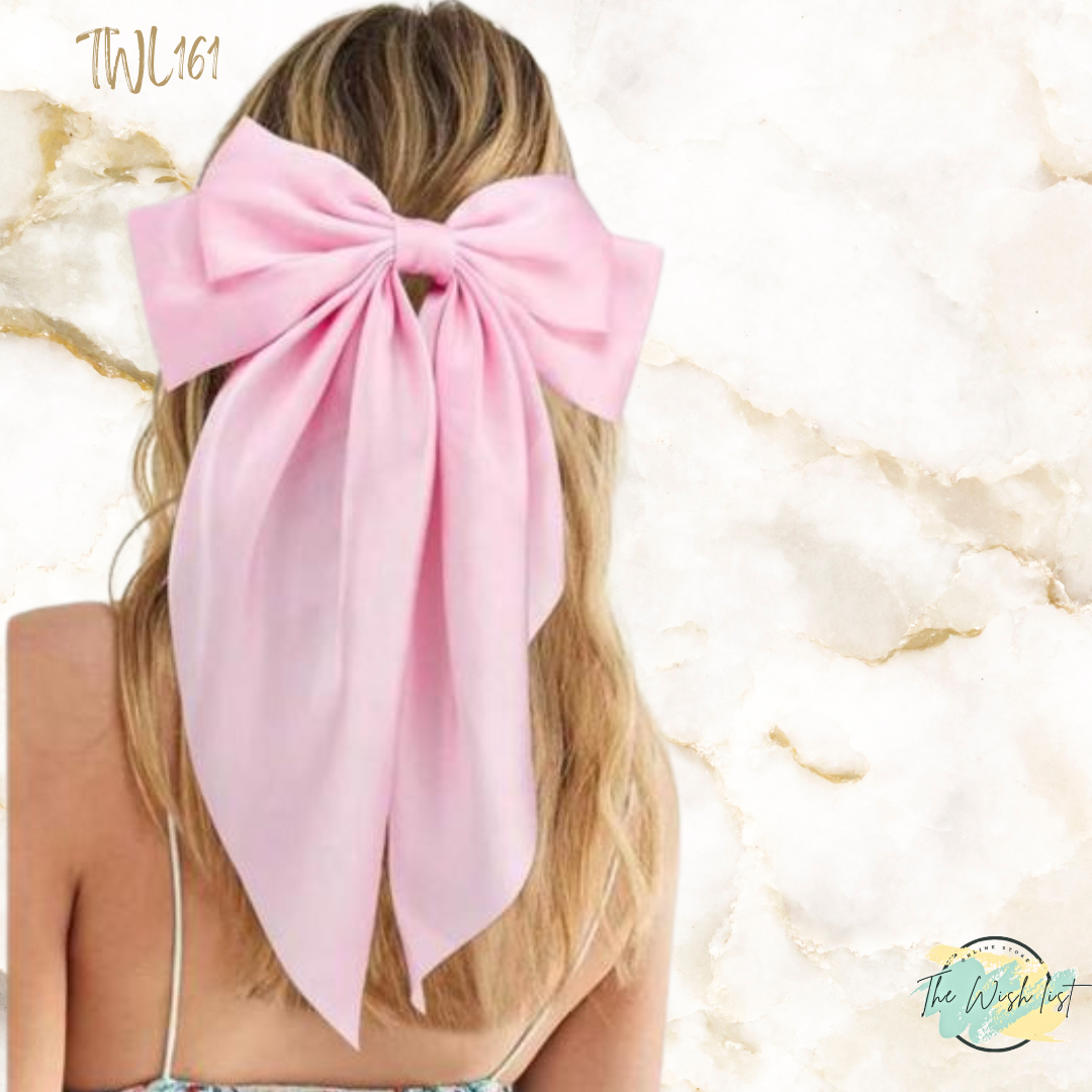Hair Bow wit Clip- Large, Black, Red Pink, White , Toffee