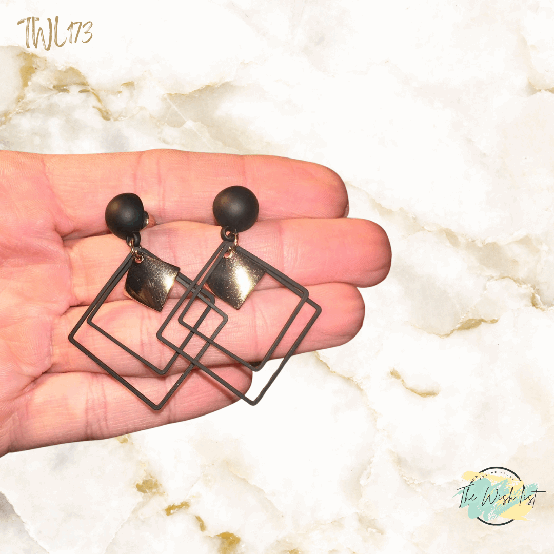 Geometric Drop earrings- Black , Toffee , Green