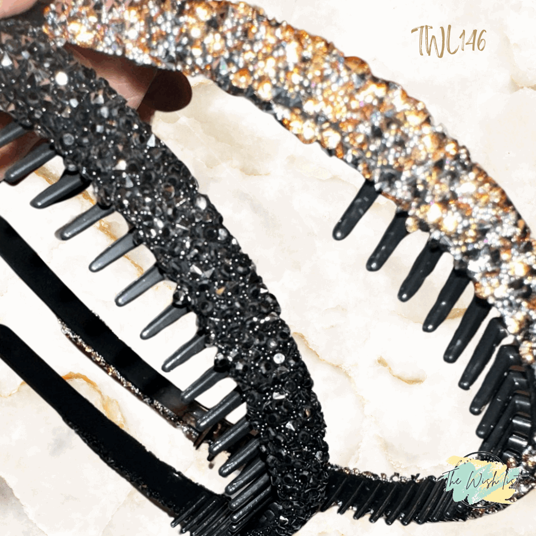1pc Glitter Rhinestone Teeth Hairband, Anti-Slip Headband
