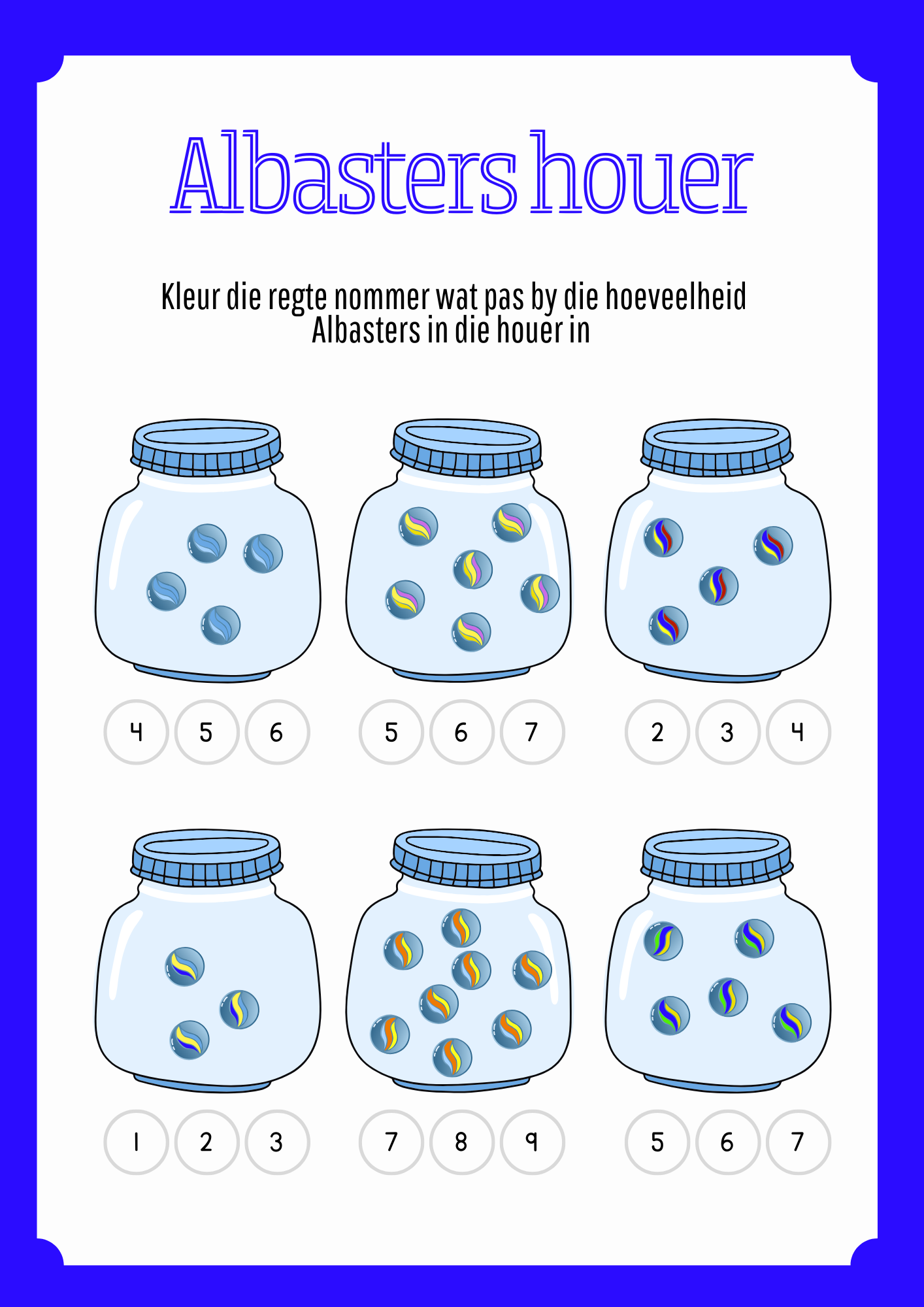 Marbles in a Jar Counting Worksheet Available in English and Afrikaans