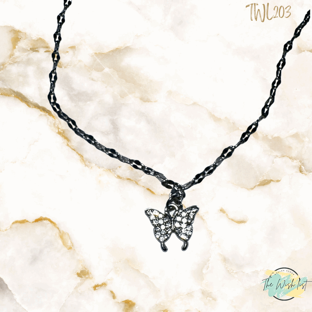 Delicate Rhinestone Butterfly Pendant