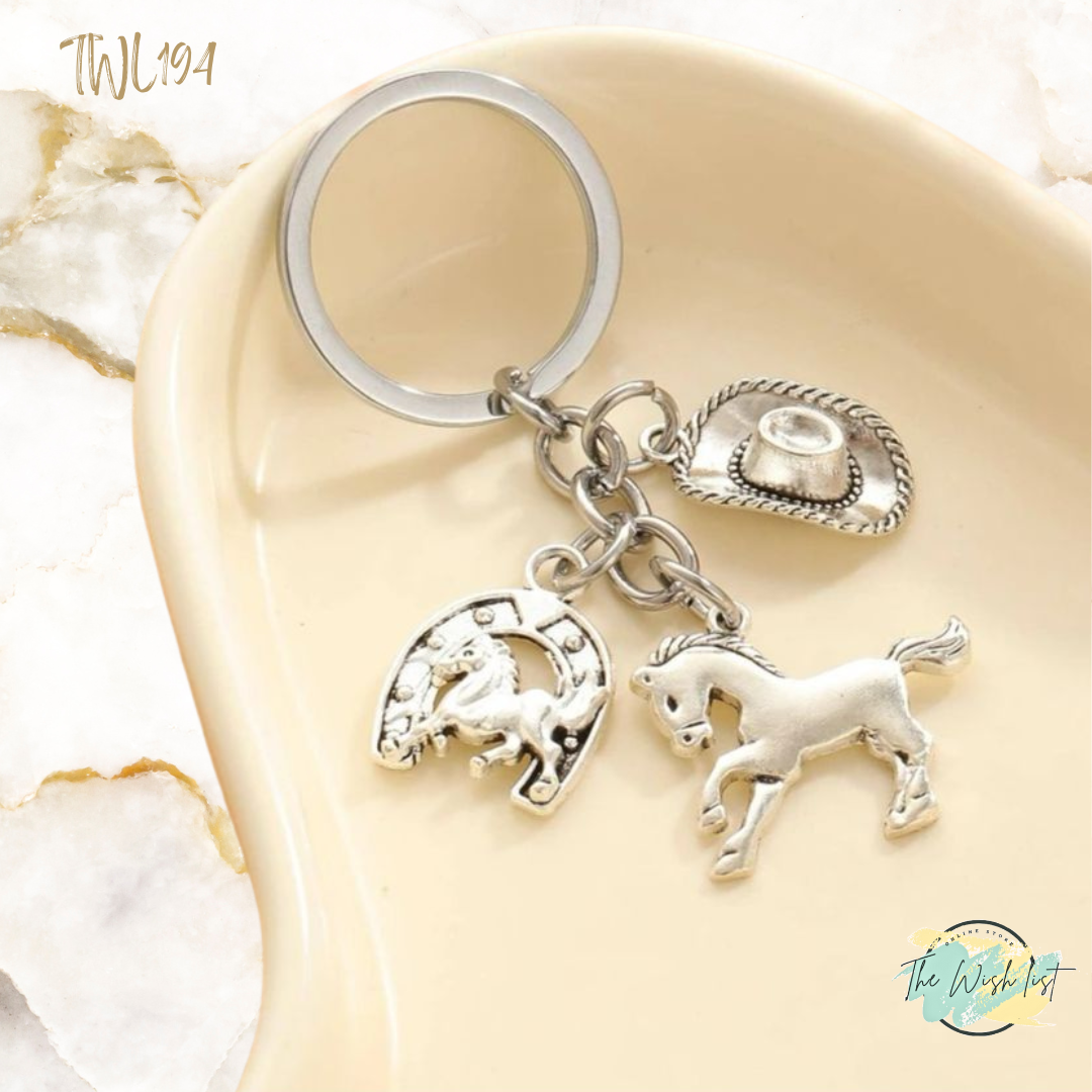 Horse shoe & Horse Charm Keychain