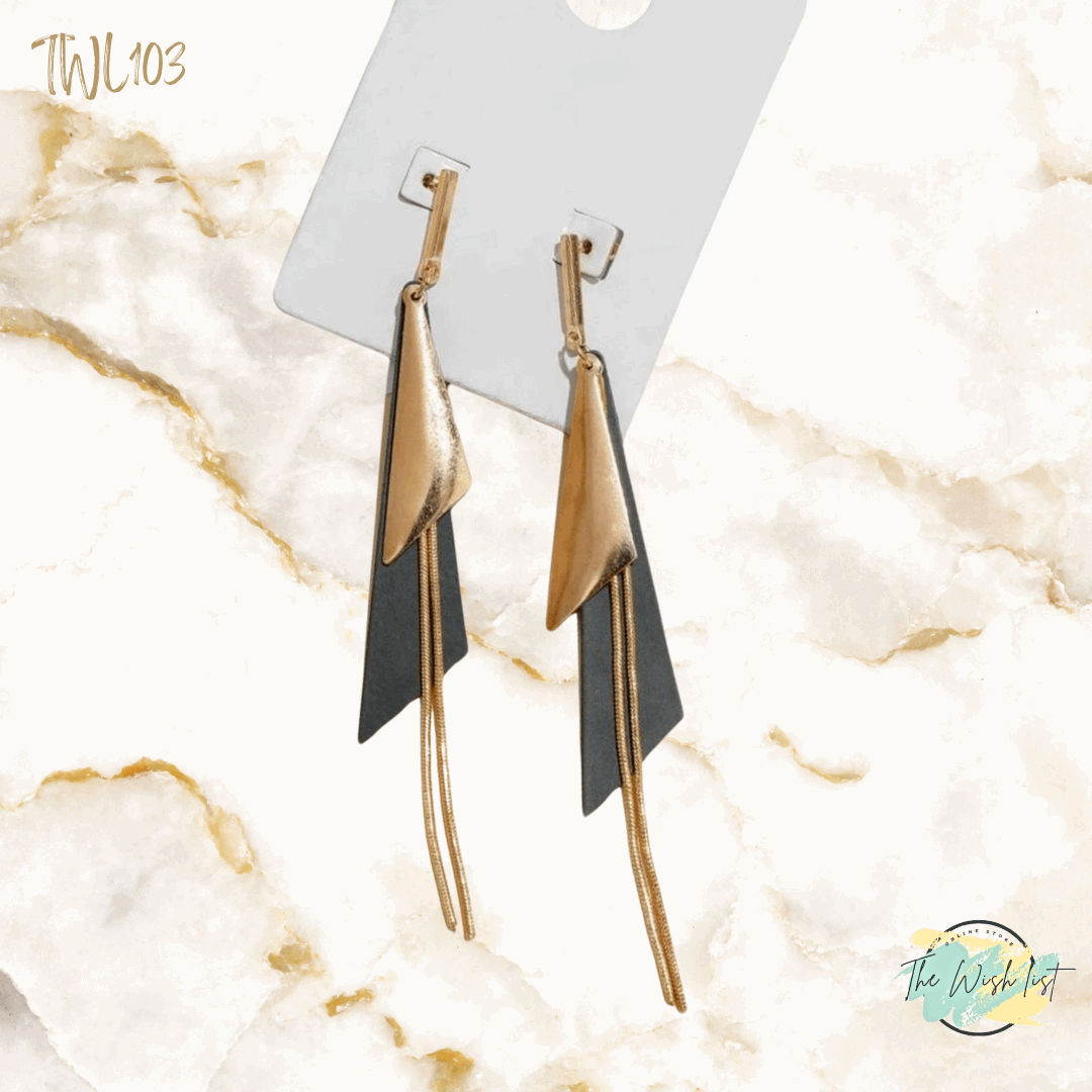 Chain & Geometric Drop Earrings