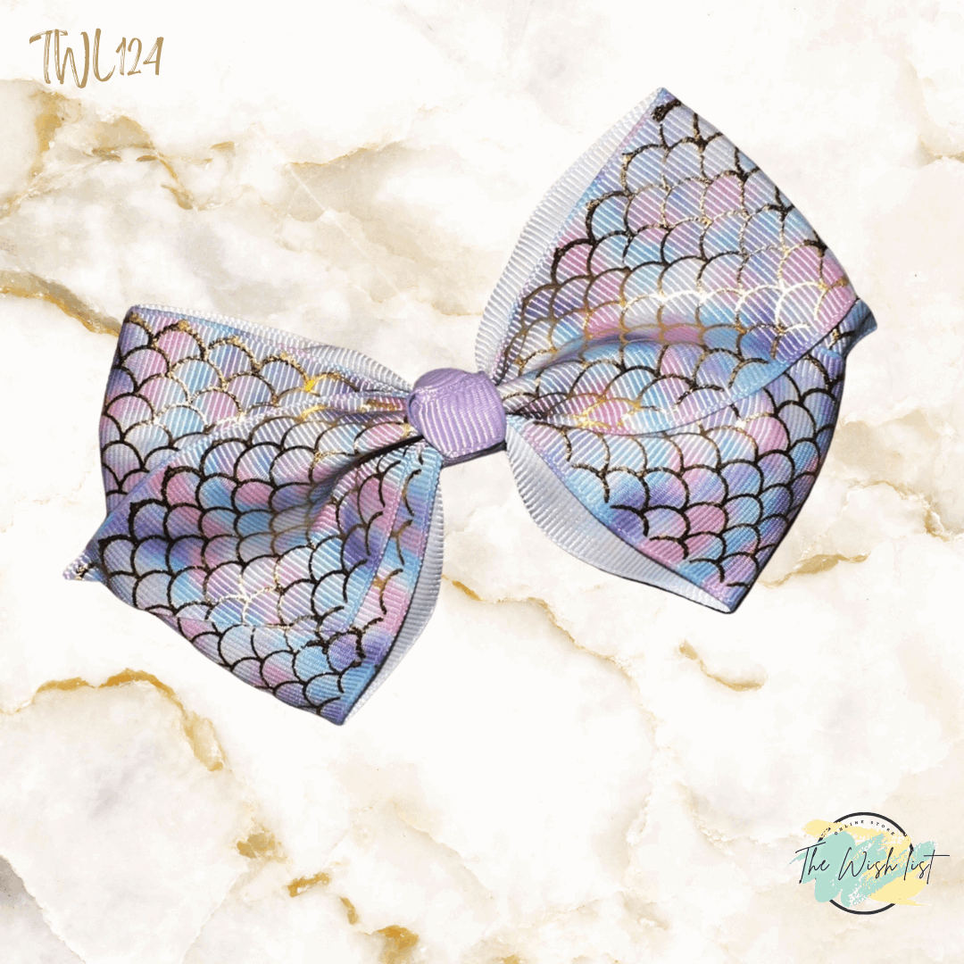 Girl's assorted Ribbon Print Medium Bow Decor Hair Clip.