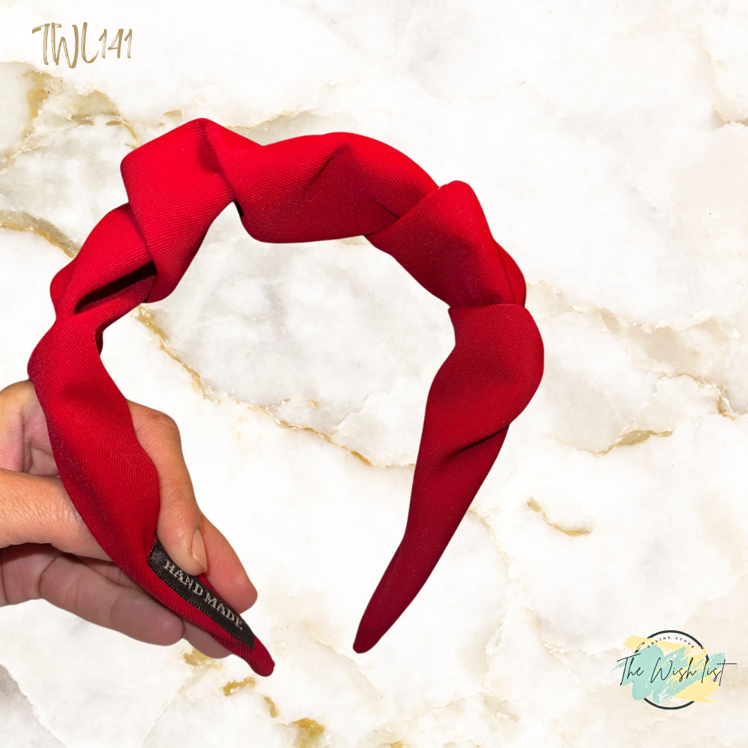 Lady's Solid Handmade Ruched Headband for daily use