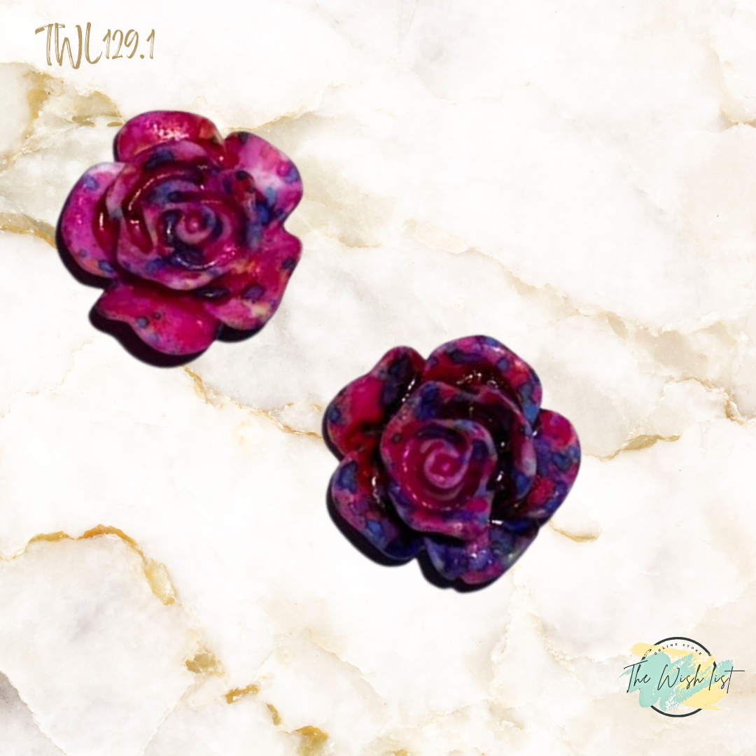 Women's Fashionable, Random Flower Shaped Polyresin earrings- Effect Earrings