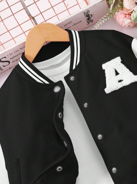 Baseball Jacket And Pleated Skirt Suit, Fashionable School Style- tween Girl