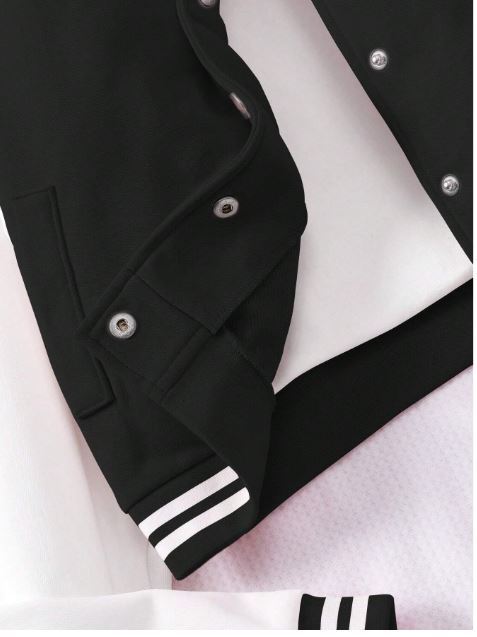 Baseball Jacket And Pleated Skirt Suit, Fashionable School Style- tween Girl
