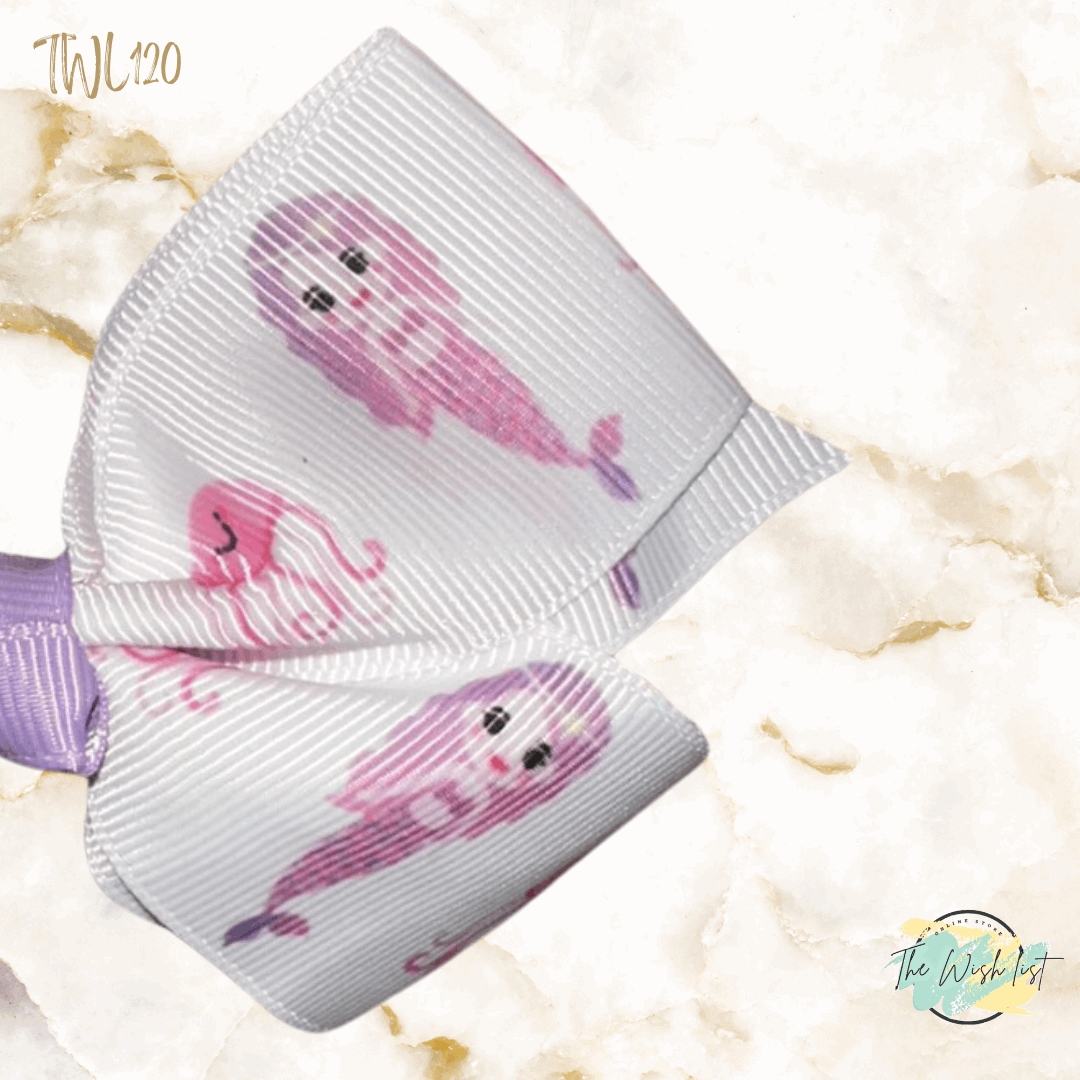 Girl's assorted Ribbon Print Medium Bow Decor Hair Clip.