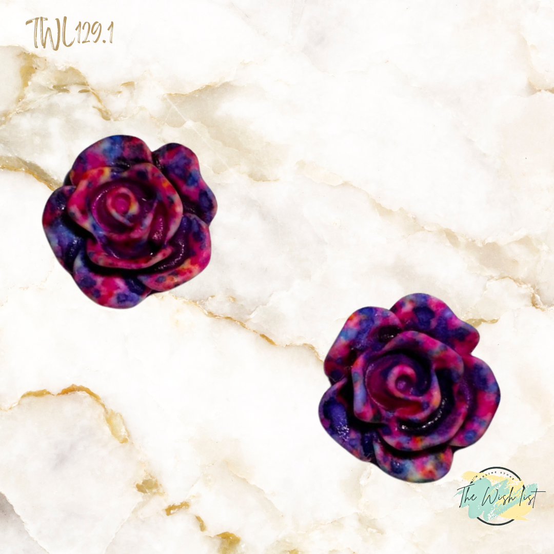 Women's Fashionable, Random Flower Shaped Polyresin earrings- Effect Earrings