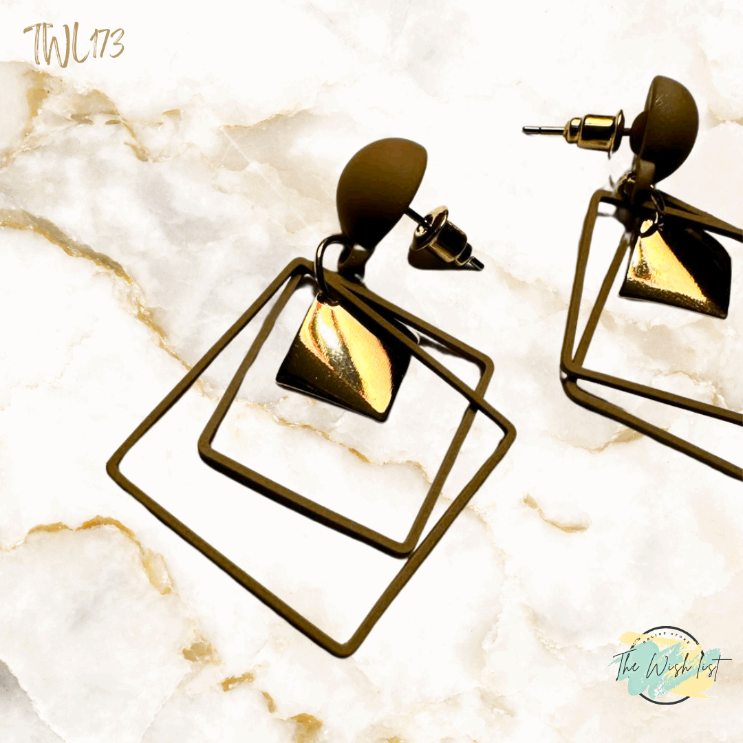 Geometric Drop earrings- Black , Toffee , Green