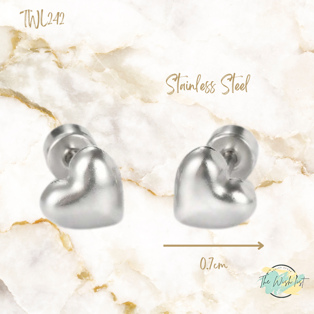 Heart Stud earrings for toddlers- Stainless Steel