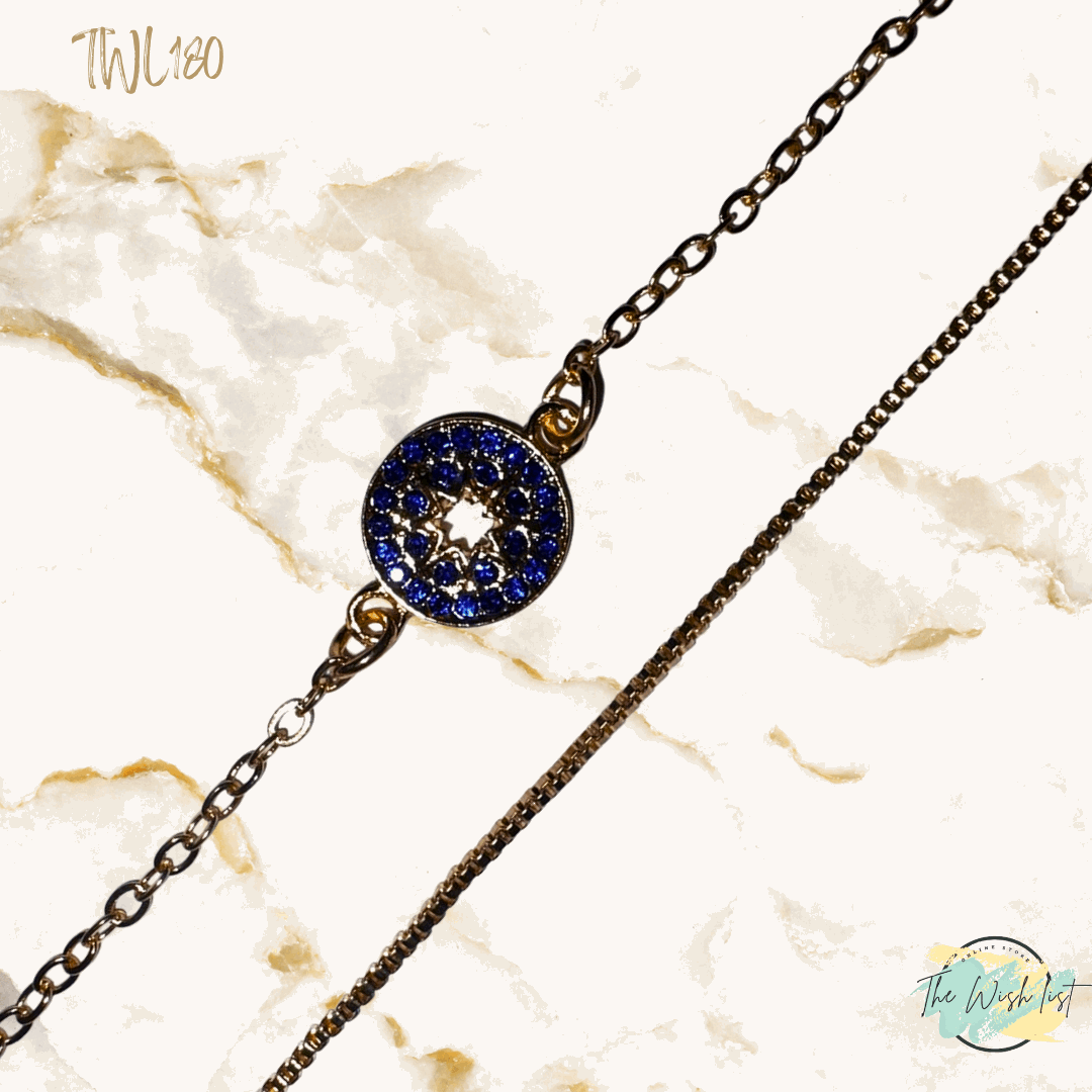 2Pce Round Blue star detailed bracelet set