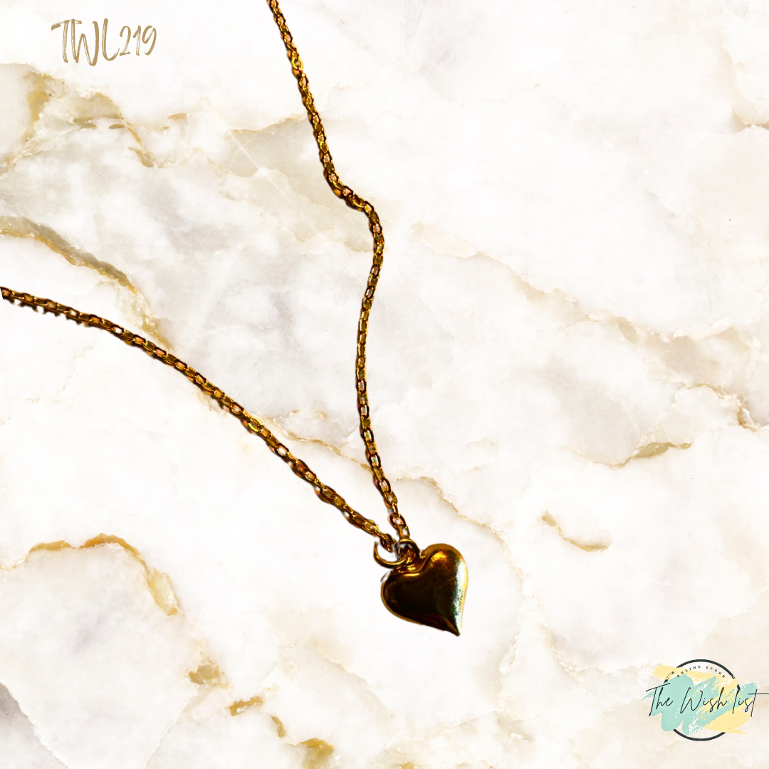 Vintage Solid Heart Pendant Necklace
