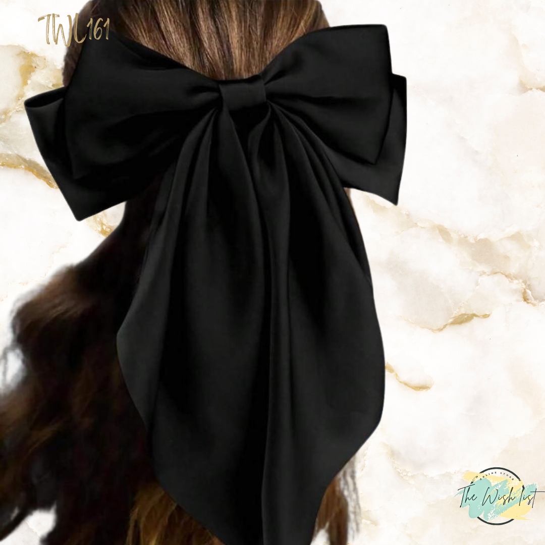 Hair Bow wit Clip- Large, Black, Red Pink, White , Toffee