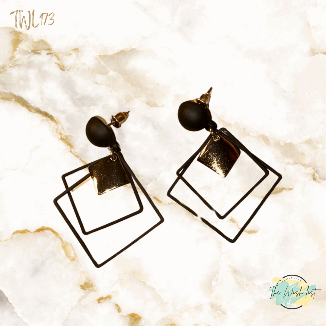 Geometric Drop earrings- Black , Toffee , Green