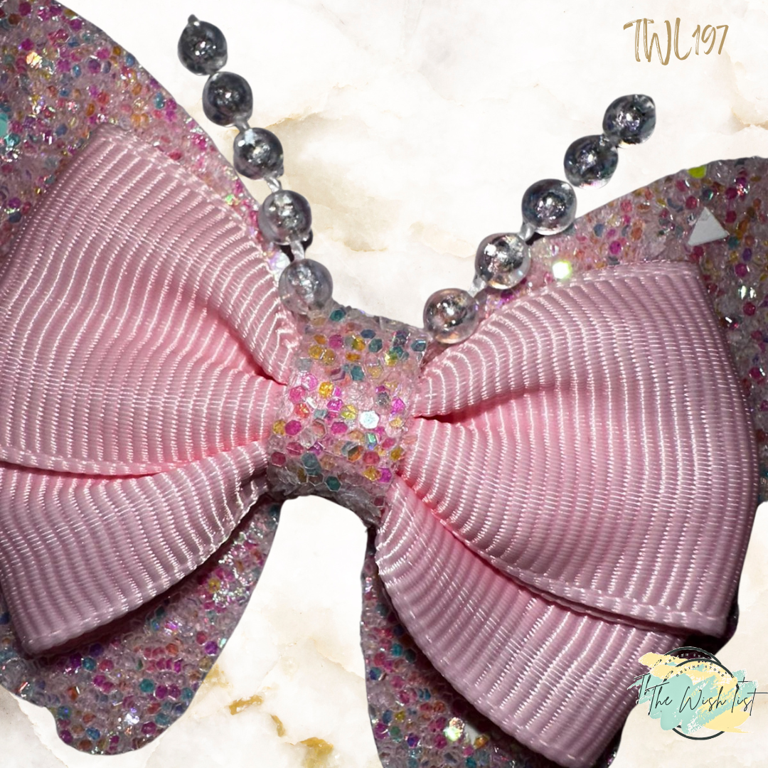 Girls Glitter Butterfly with pearls hair clip