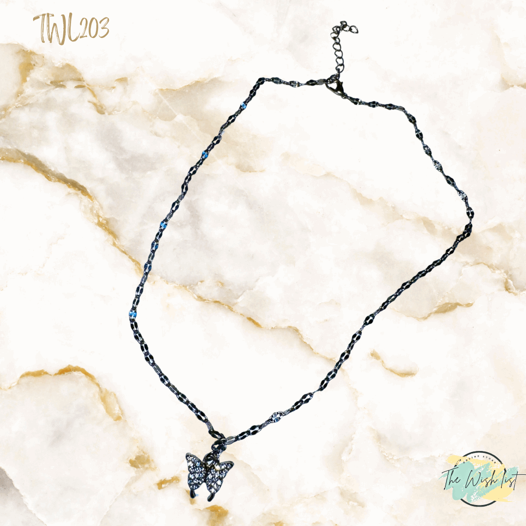 Delicate Rhinestone Butterfly Pendant