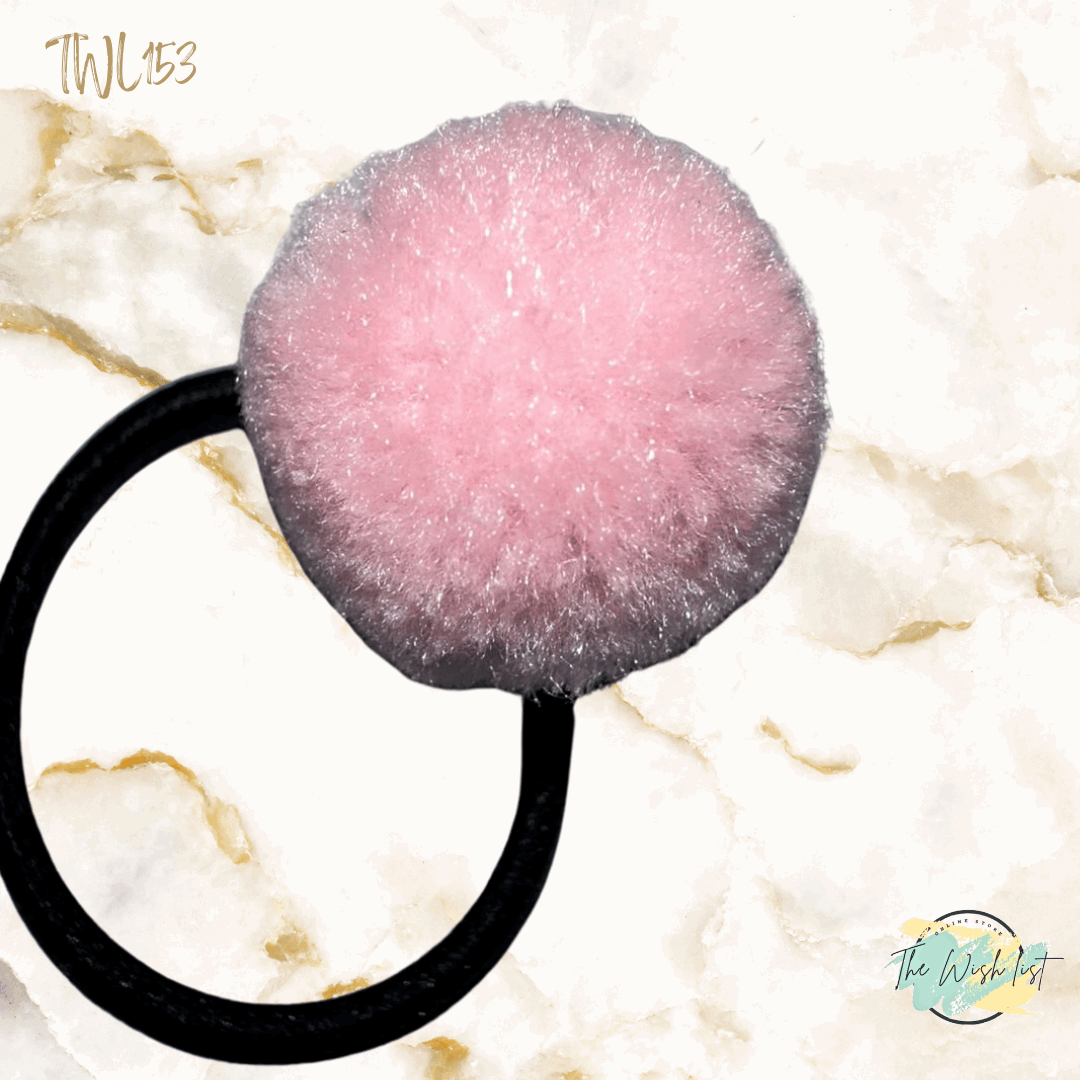 2Pce Fluffy Pom Poms Hair Tie for Girls