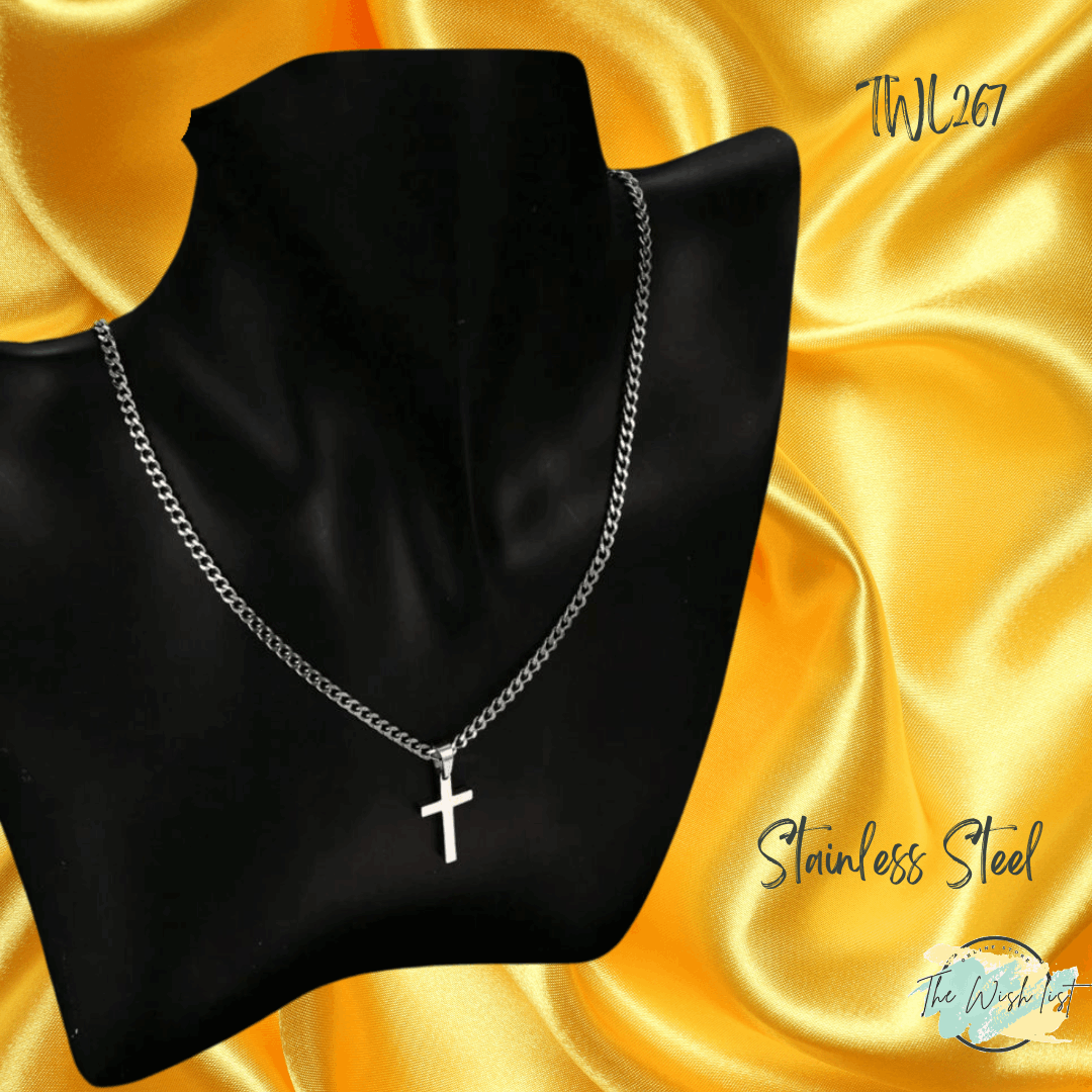 Trendy Cross Pendant Chain Necklace Religious Stainless Steel for Boys