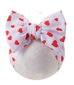 2pcs/Set Valentine'S Day Style Handmade Large Bow Hair Accessories For Kids, Red Print Baby Girl Fabric Headbands