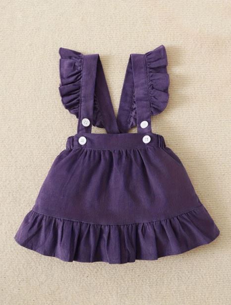 Baby Girl Floral Print Ruffle Trim Bodysuit & Pinafore Skirt & Headband- Formal Wear