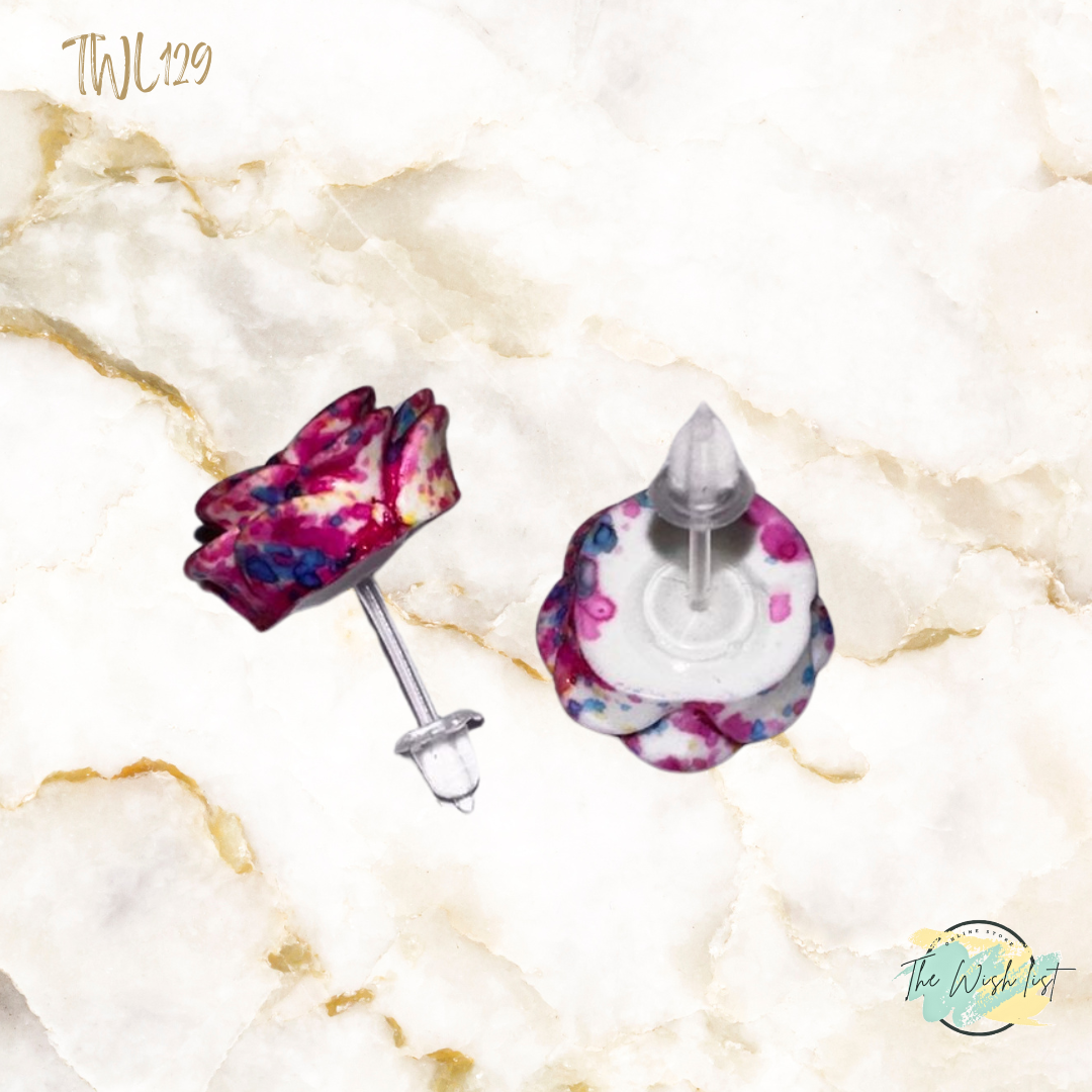 Women's Fashionable, Random Flower Shaped Polyresin earrings- Effect Earrings